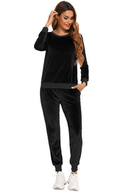 Round Neck Long Sleeve Loungewear Set with Pockets - Femme Allure