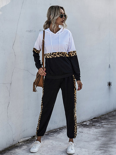 Perfee Contrast Long Sleeve Hooded Top and Joggers Set - Femme Allure