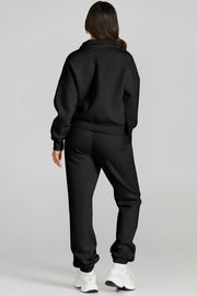 Quarter Zip Top and Drawstring Pants Active Set - Femme Allure