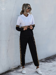 Perfee Contrast Long Sleeve Hooded Top and Joggers Set - Femme Allure