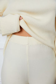 Turtleneck Dropped Shoulder Top and Pants Sweater Set - Femme Allure