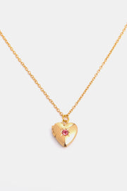 Zircon Heart Shape 14K Gold-Plated Pendant Necklace