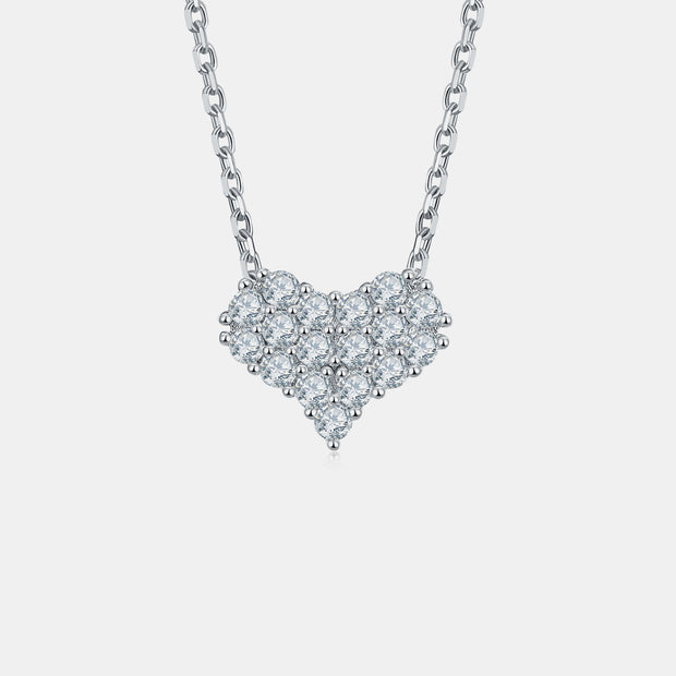 Moissanite 925 Sterling Silver Heart Necklace